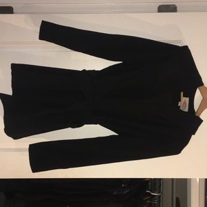 Hip length peacoat with belt and hood